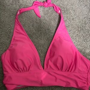 SHEIN Bright Pink Halter Bikini Top